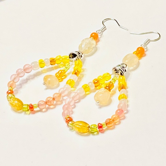 Sunny Bright CITRINE Happy Beaded Earrings - Picture 1 of 7